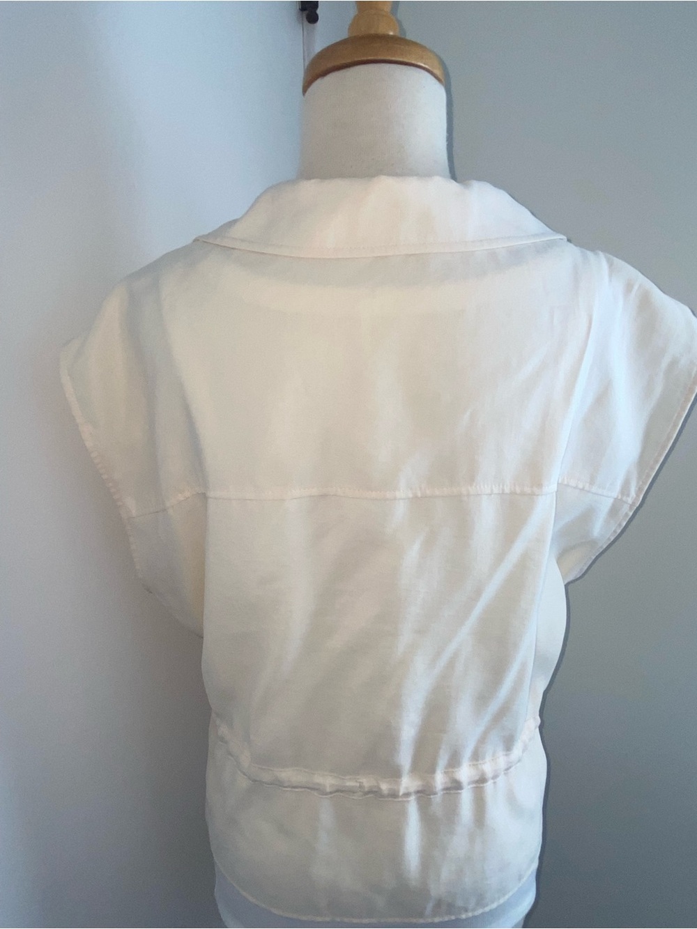 ZARA Light Cream Zip-Front Drawstring Vest - Size L - NEW - Picture 5 of 5